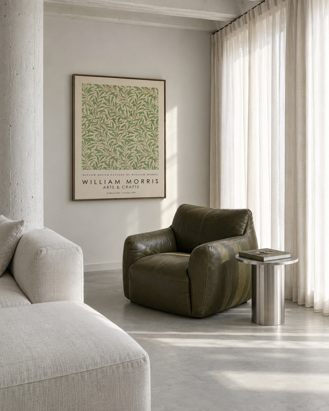 Willow Bough Pattern by William Morris Exhibition - Framed canvas in an interior