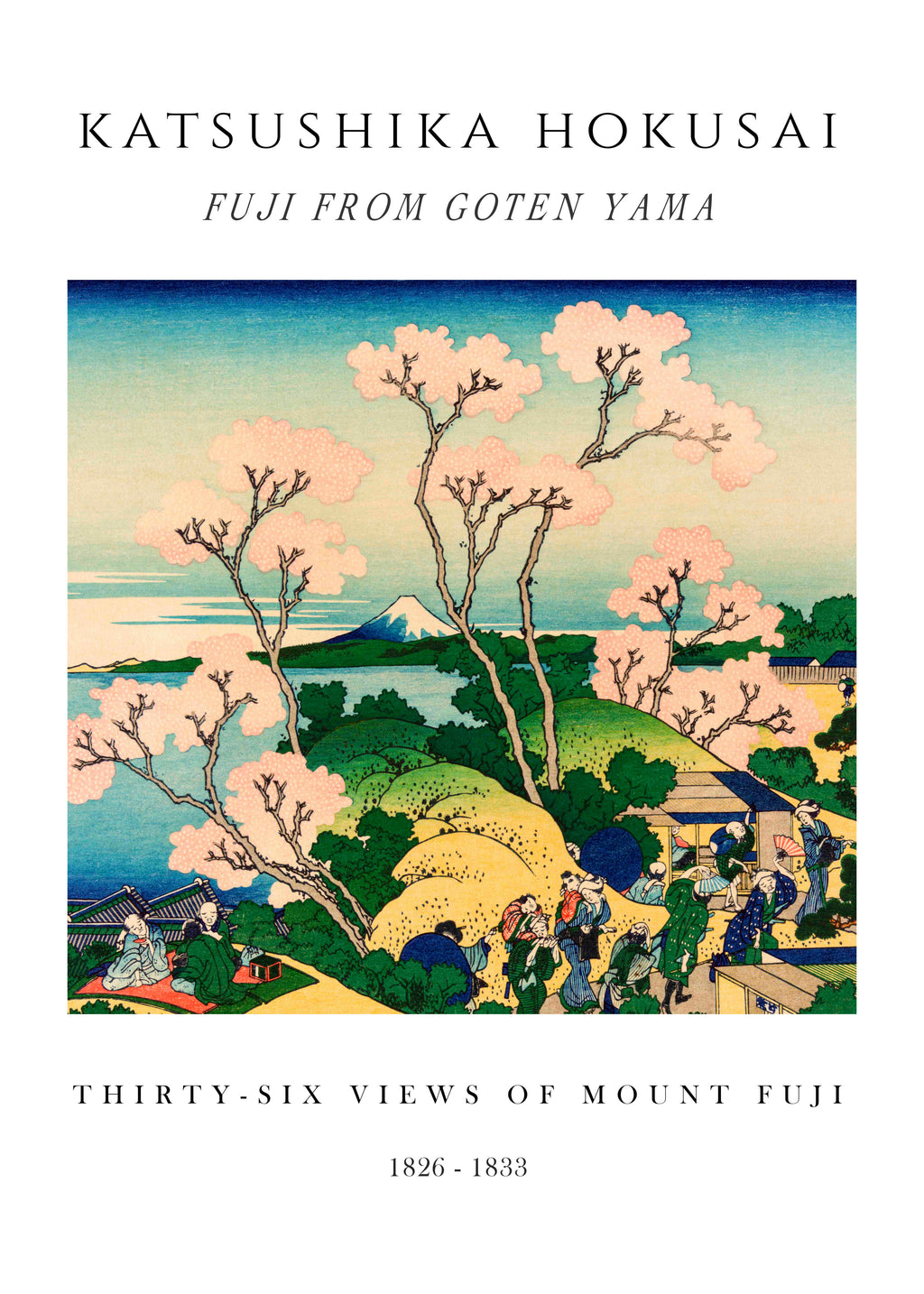 Fuji from Goten Yama Exhibition White - Katsushika Hokusai - Unframed art print