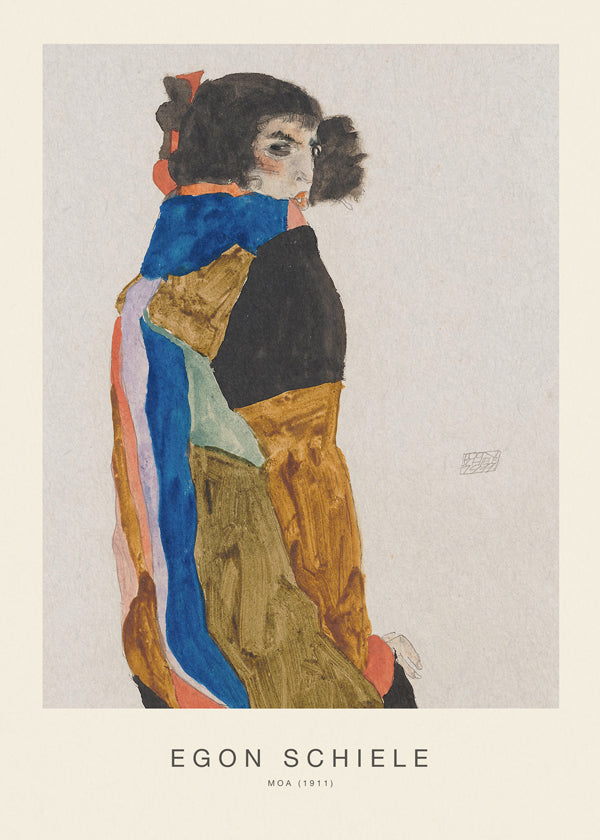 Vintage poster expressief vrouwelijk portret