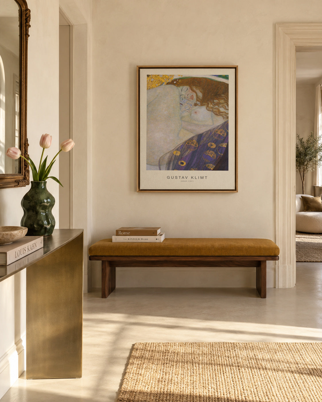 Danae (Special Edition )- Gustav Klimt - Framed canvas in an interior