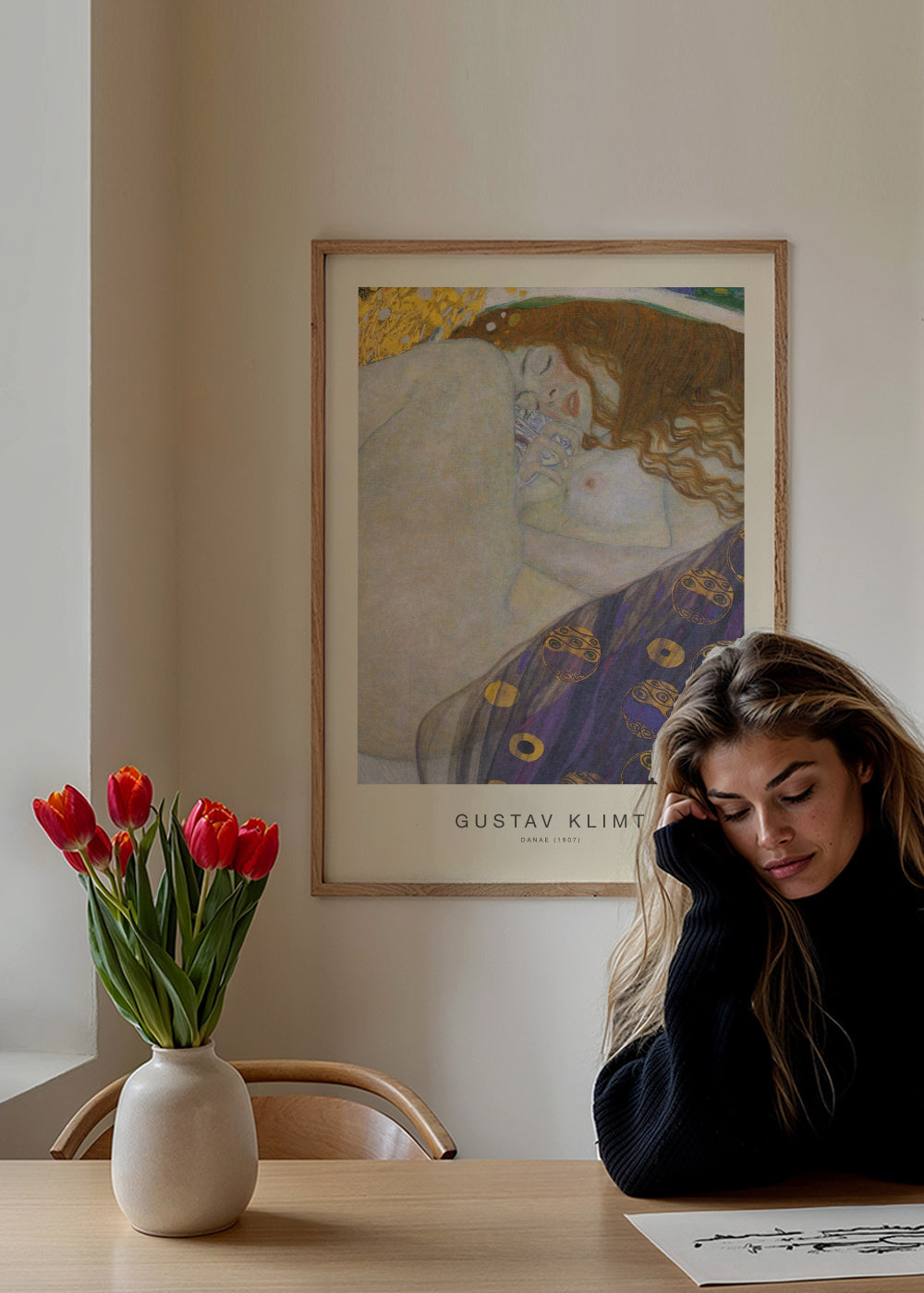 Danae (Special Edition )- Gustav Klimt - Framed poster in an interior
