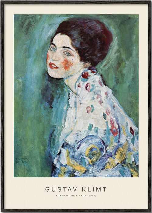 Vintage portret: dame met groene achtergrond