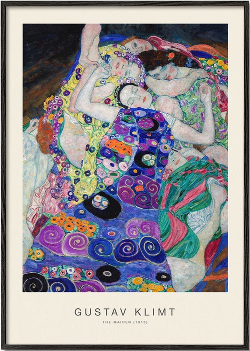 Vintage poster met ornamentale figuren geïnspireerd door Klimt