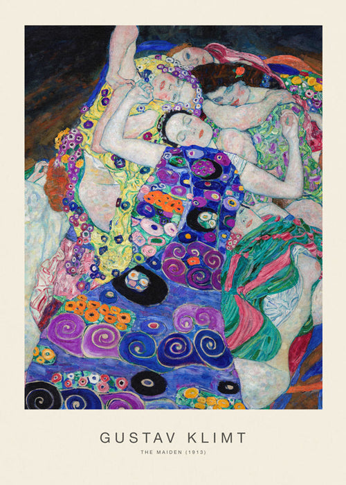 Vintage poster met ornamentale figuren geïnspireerd door Klimt