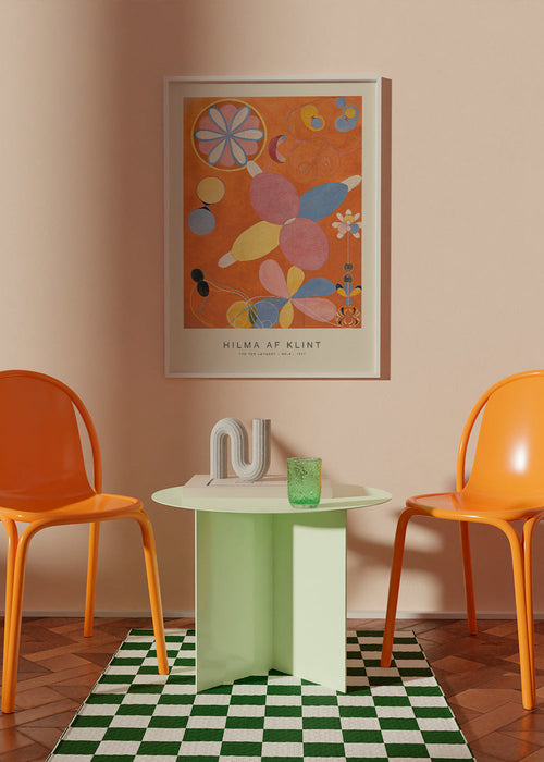 Abstracte bloemenkunst met warme palet