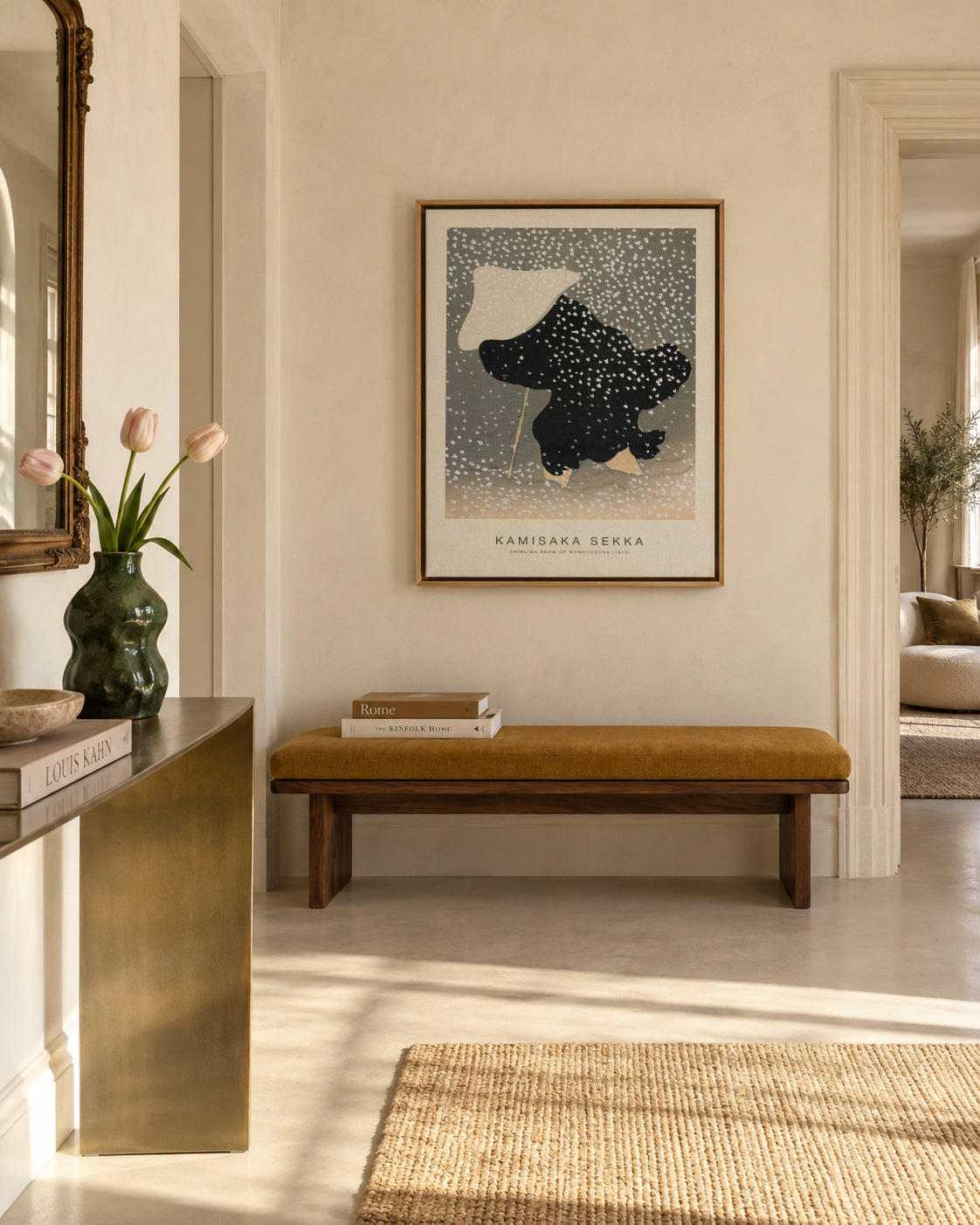 Swirling Snow of Momoyogusa (Special Edition) - Kamisaka Sekka - Framed canvas in an interior