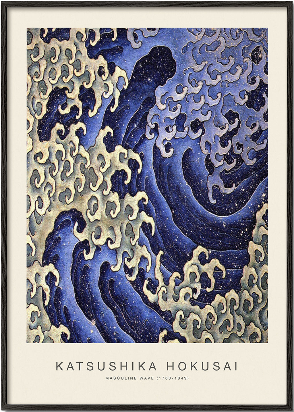 Hokusai-golfillustratie in blauw