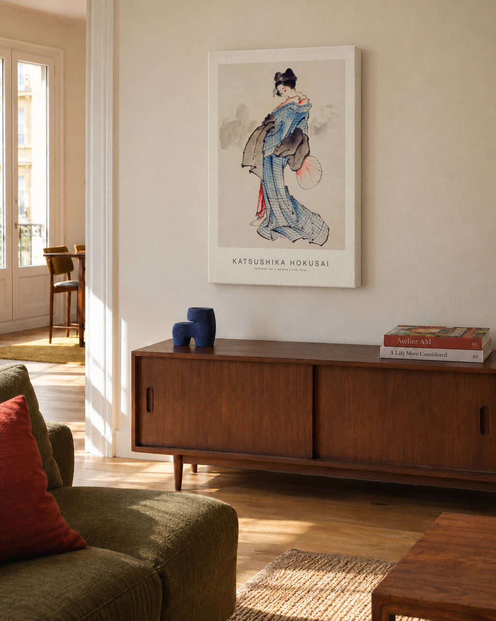Portrait of a Geisha (Special Edition) - Katsushika Hokusai - Unframed canvas in an interior