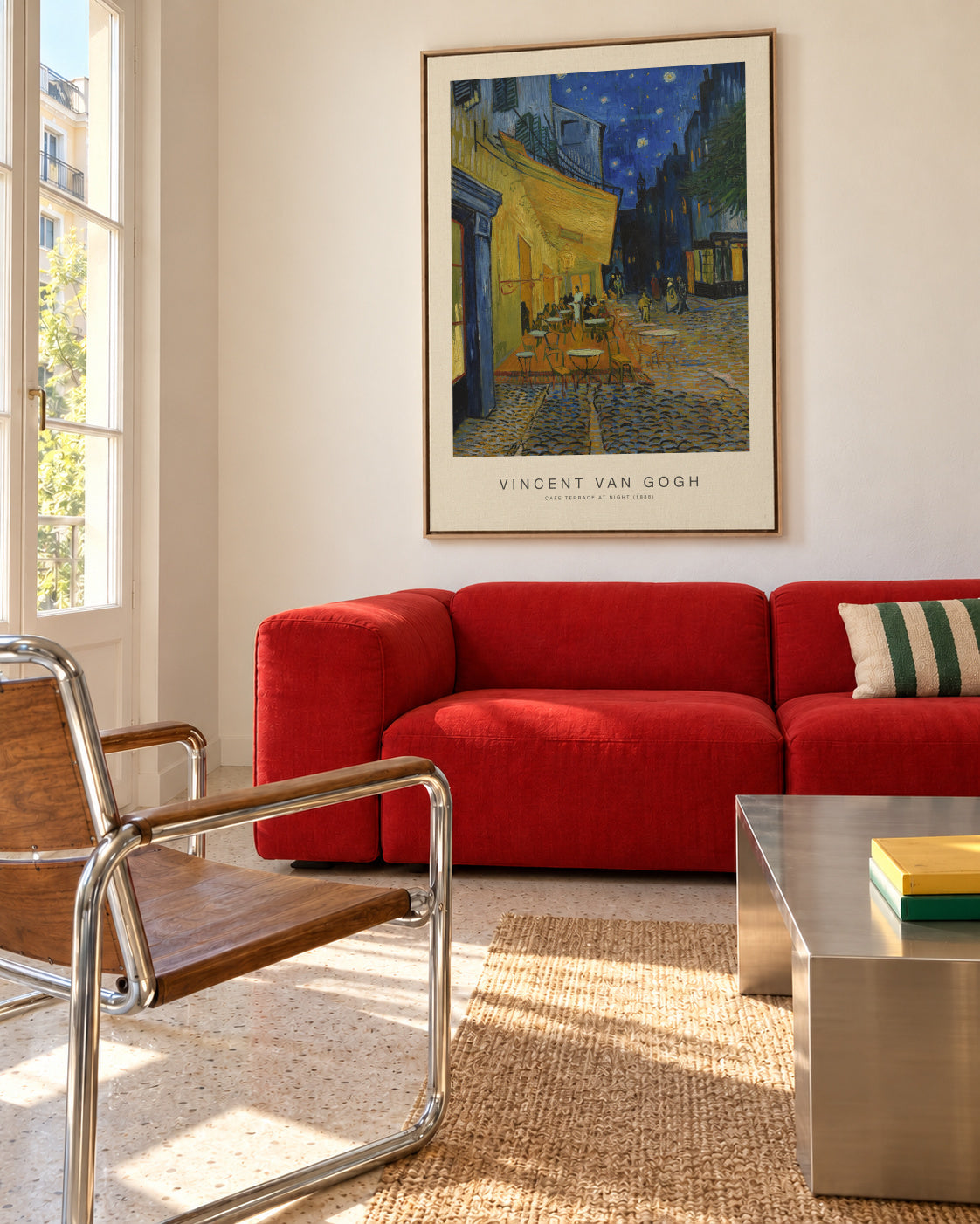 Cafe? Terrace at Night (Special Edition) - Vincent van Gogh - Framed canvas in an interior