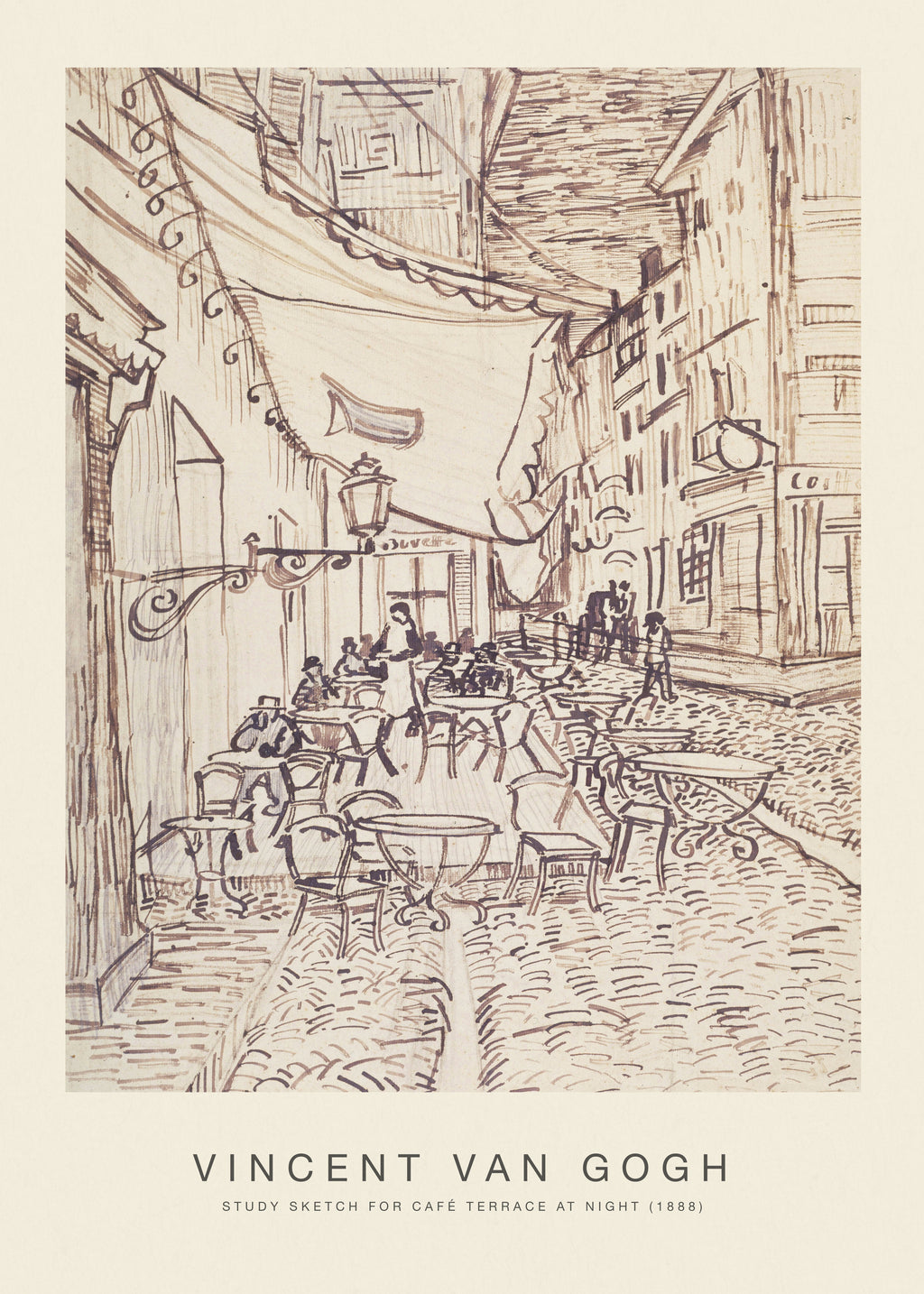 Study Sketch for Cafe? Terrace at Night (Special Edition) - Vincent van Gogh - Unframed art print
