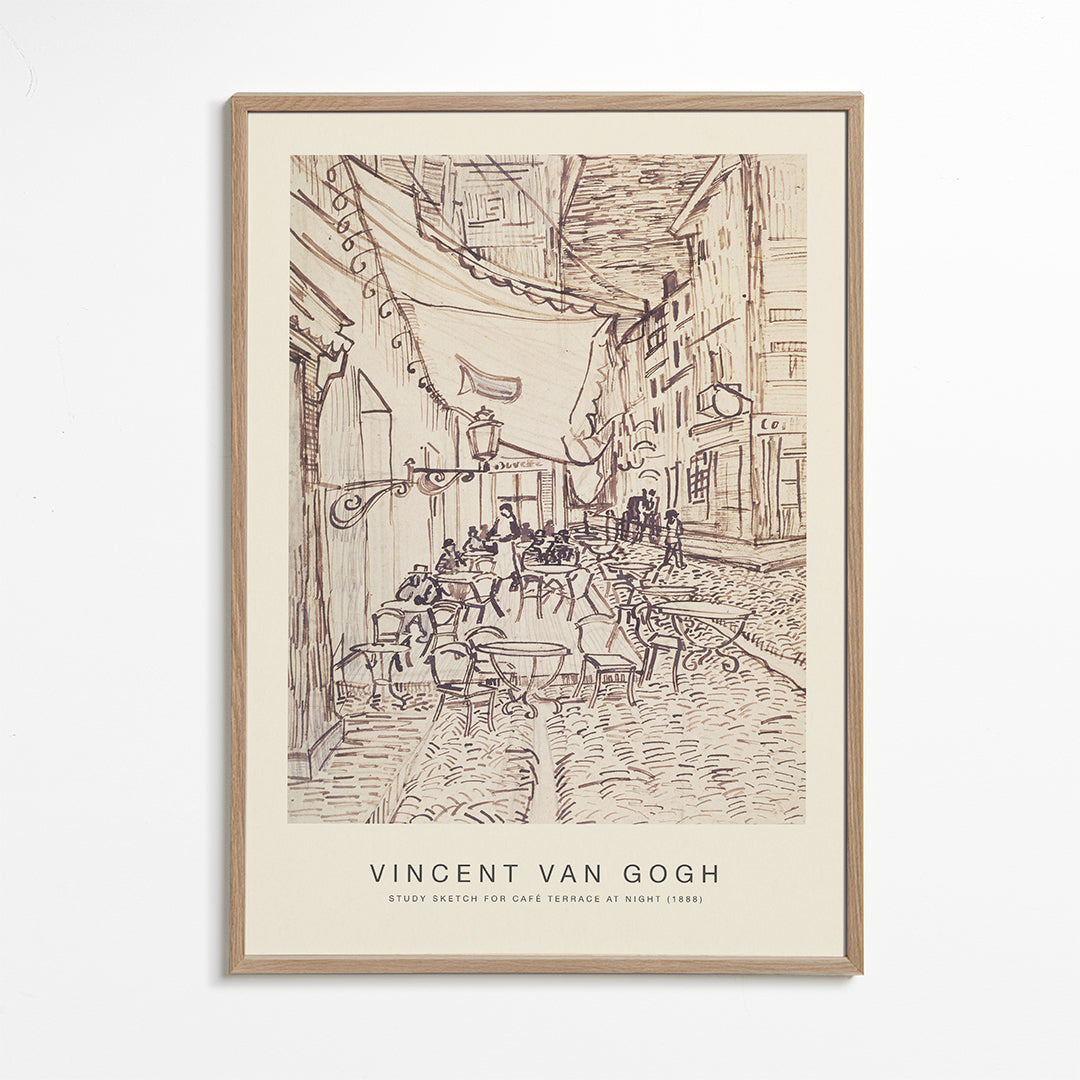 Keuken kunst: Schets van caféterras bij nacht