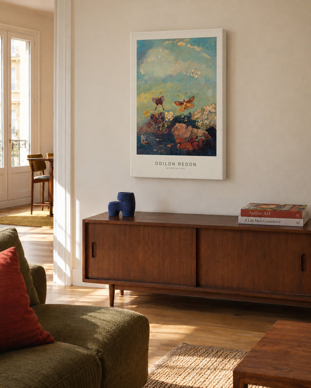Butterflies (Special Edition) - Odilon Redon - Unframed canvas in an interior
