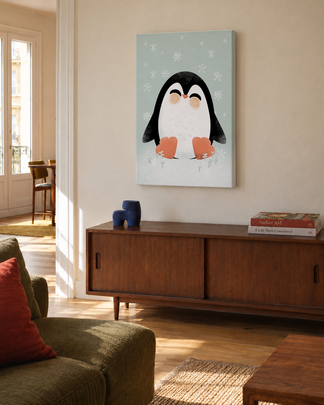 Animignons the Penguin - Unframed canvas in an interior