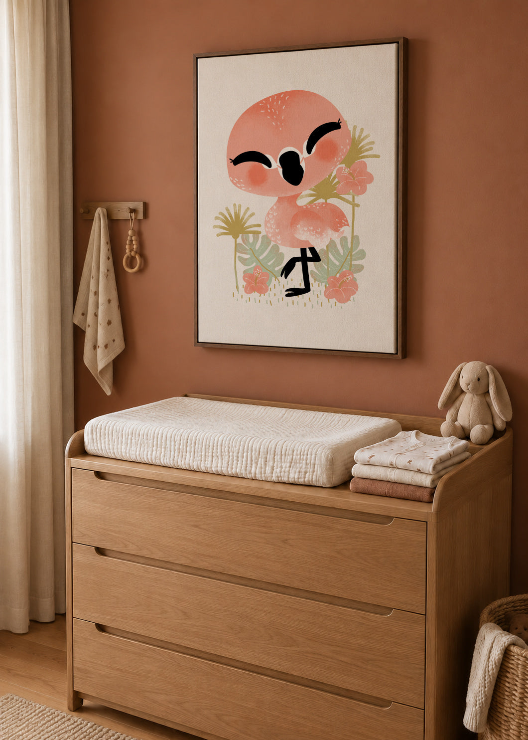 Animignons the Flamingo - Framed canvas in an interior