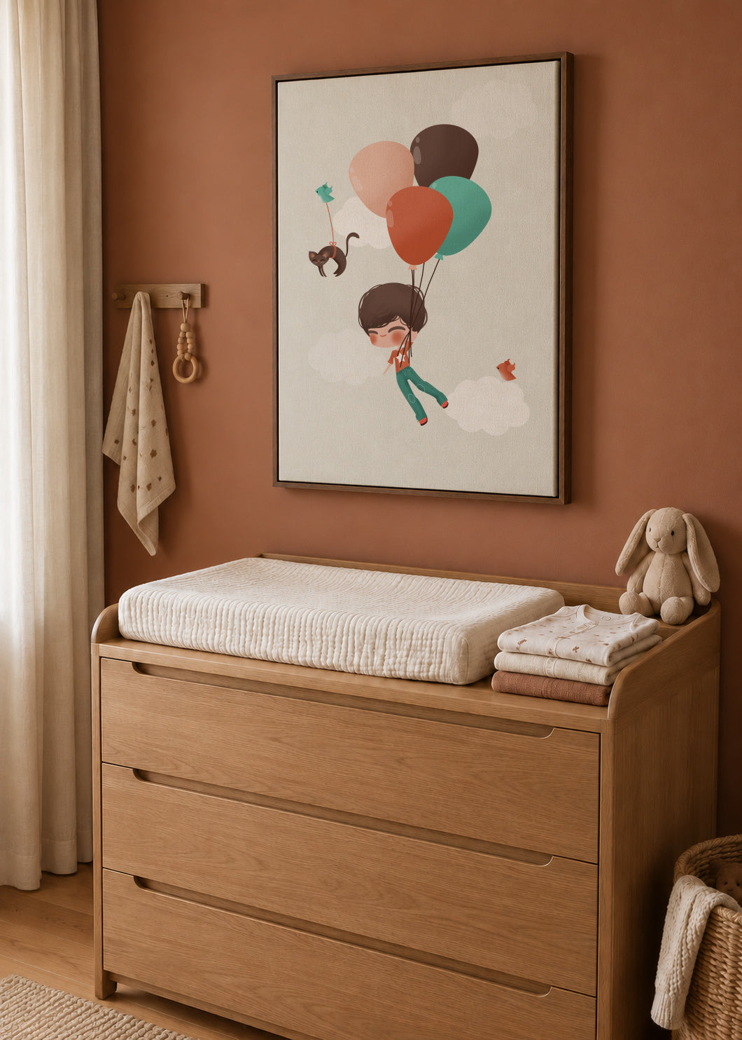 Boy into the Clouds - Framed canvas in an interior