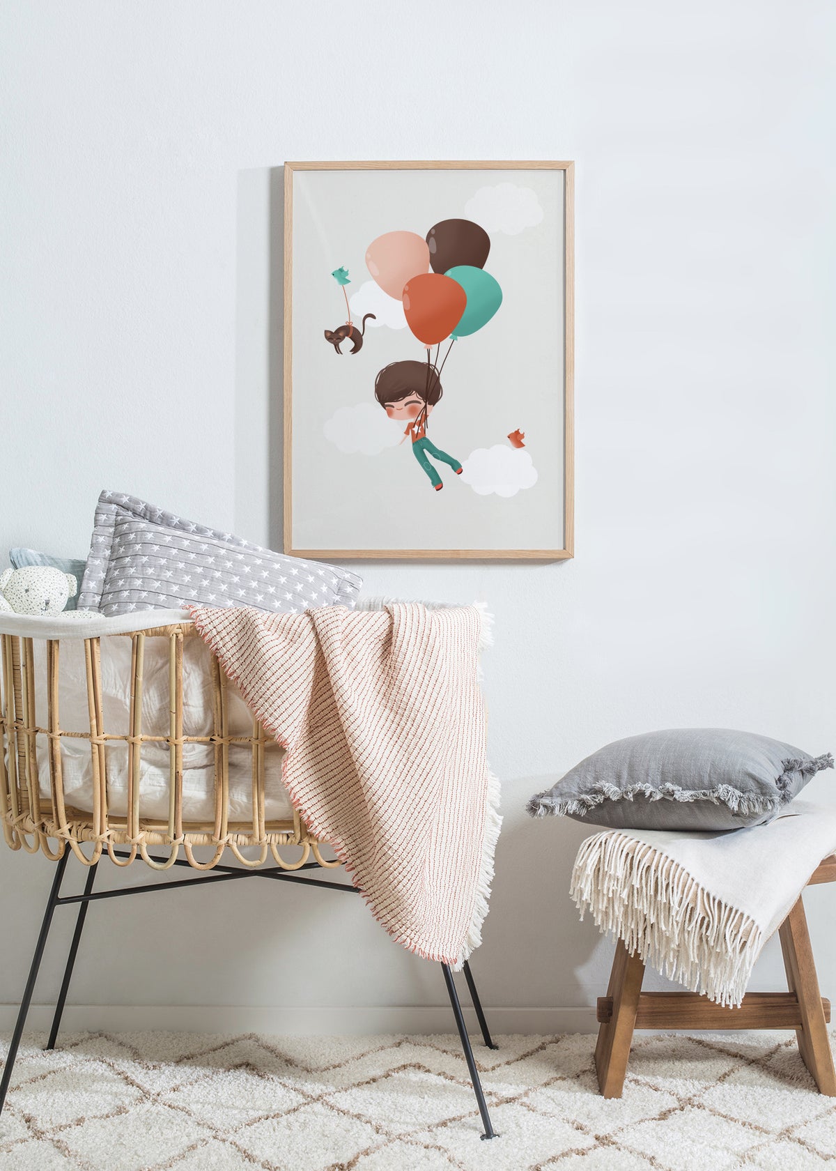 Boy into the Clouds - Framed poster in an interior