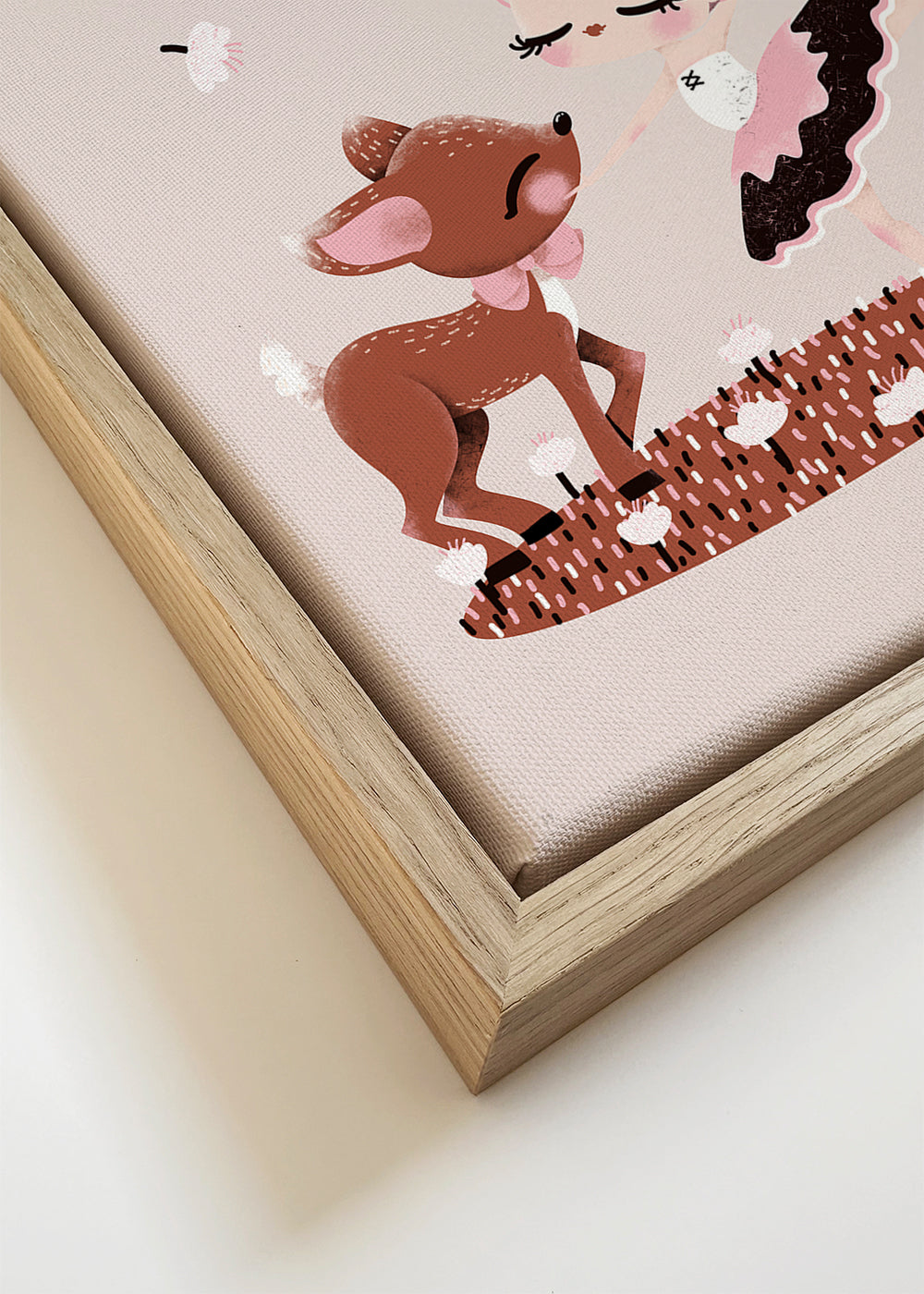 Kinderposter met ballerina en hertje in roze