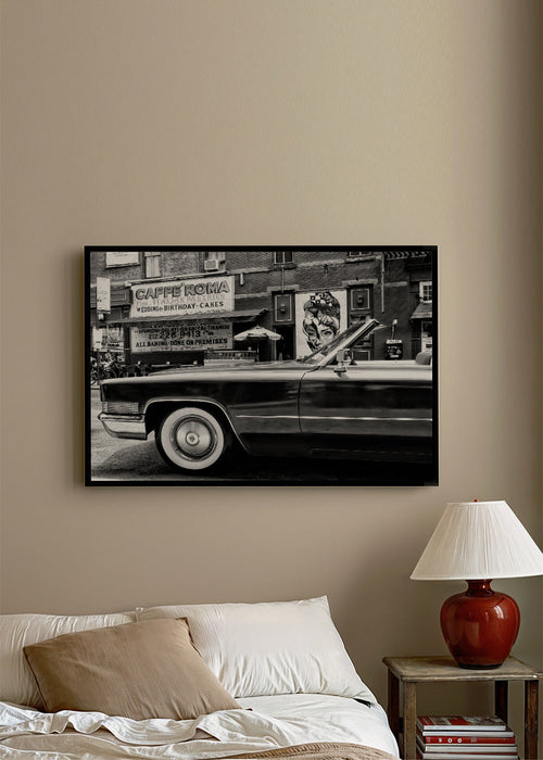 Fotografie klassieke auto en stedelijke muurschildering