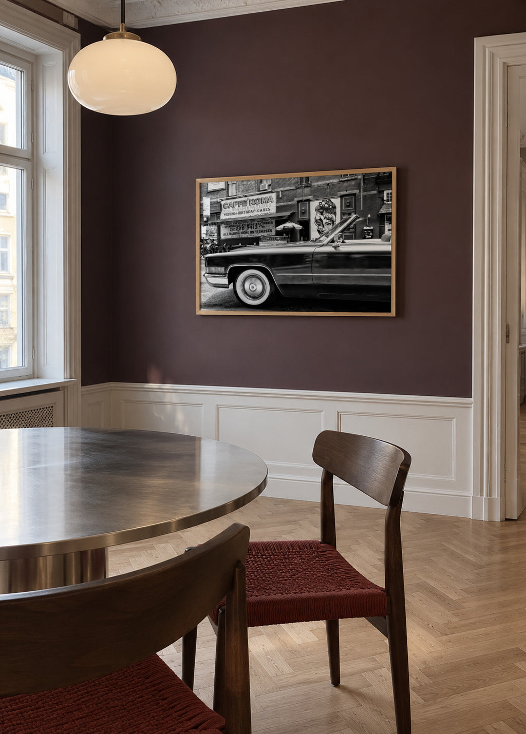 Black Manhattan - Classic Car - Framed poster in an interior