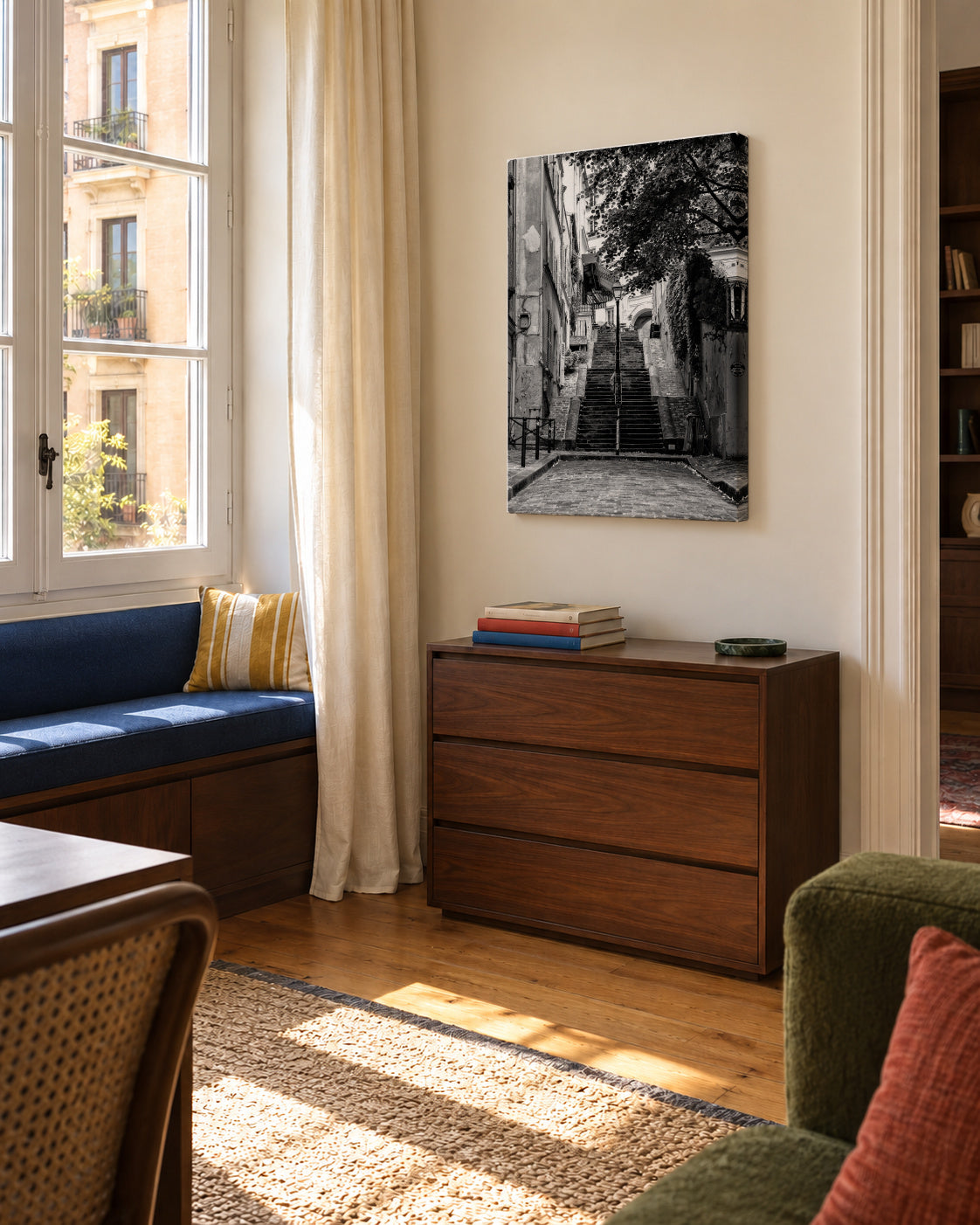 Black Montmartre - French Street - Unframed canvas in an interior