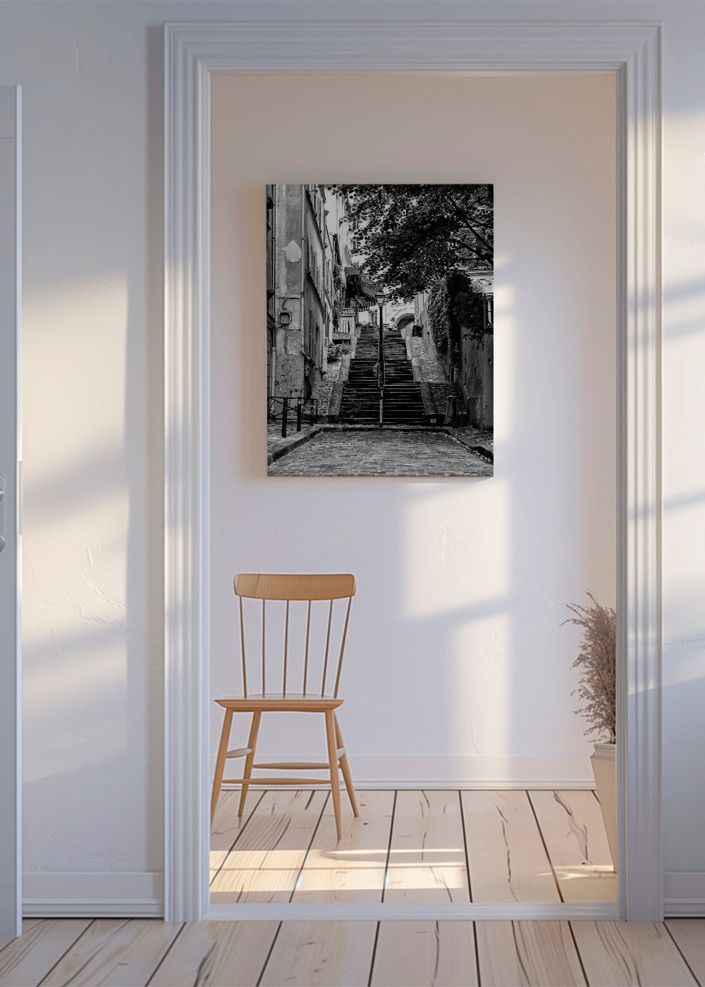 Keuken kunst: Montmartre-trap in zwart-wit