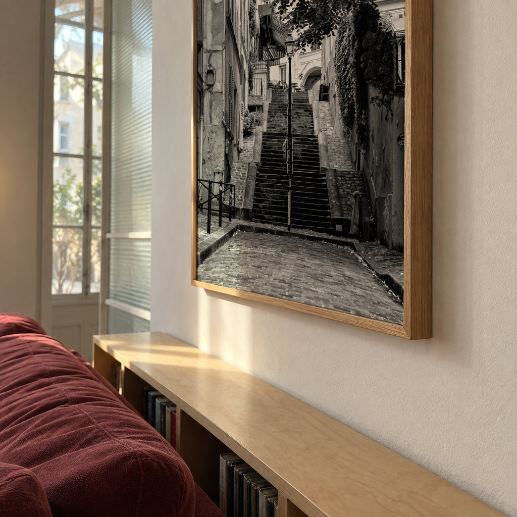 Black Montmartre - French Street - Framed poster in an interior