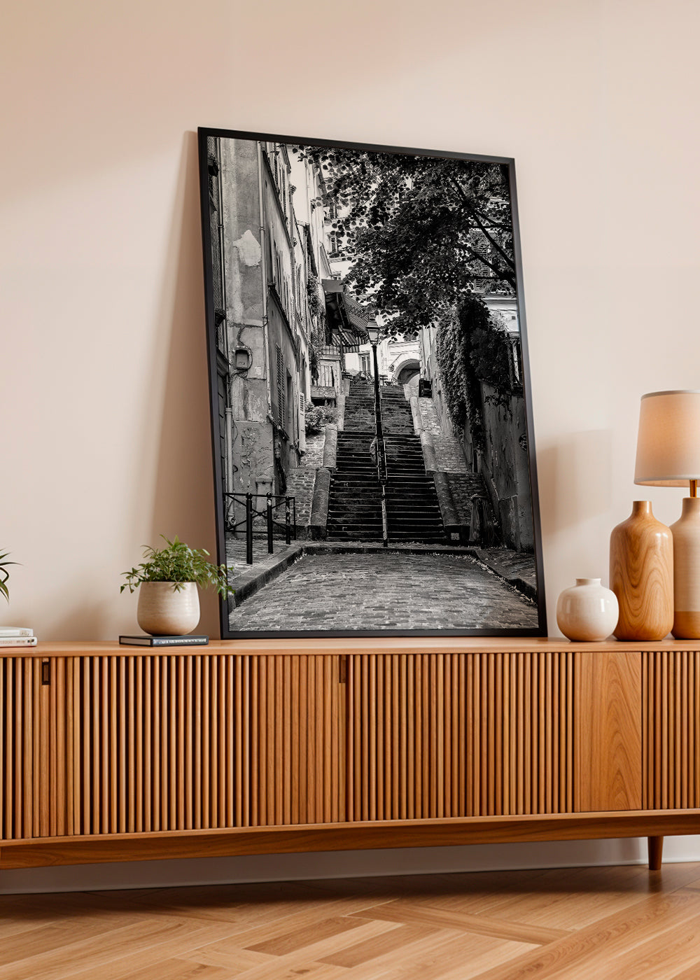 Keuken kunst: Montmartre-trap in zwart-wit