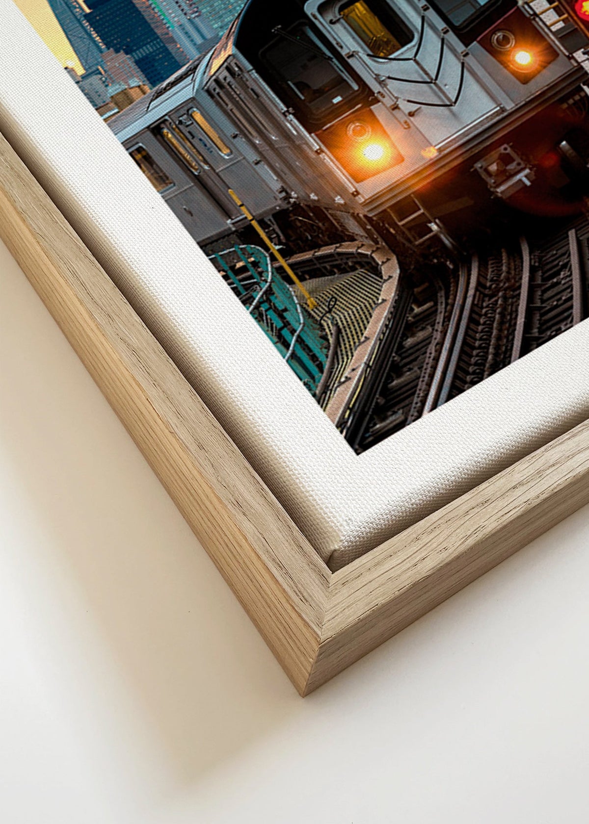Reisposter: Metro 7 bij zonsondergang – Canvas detail