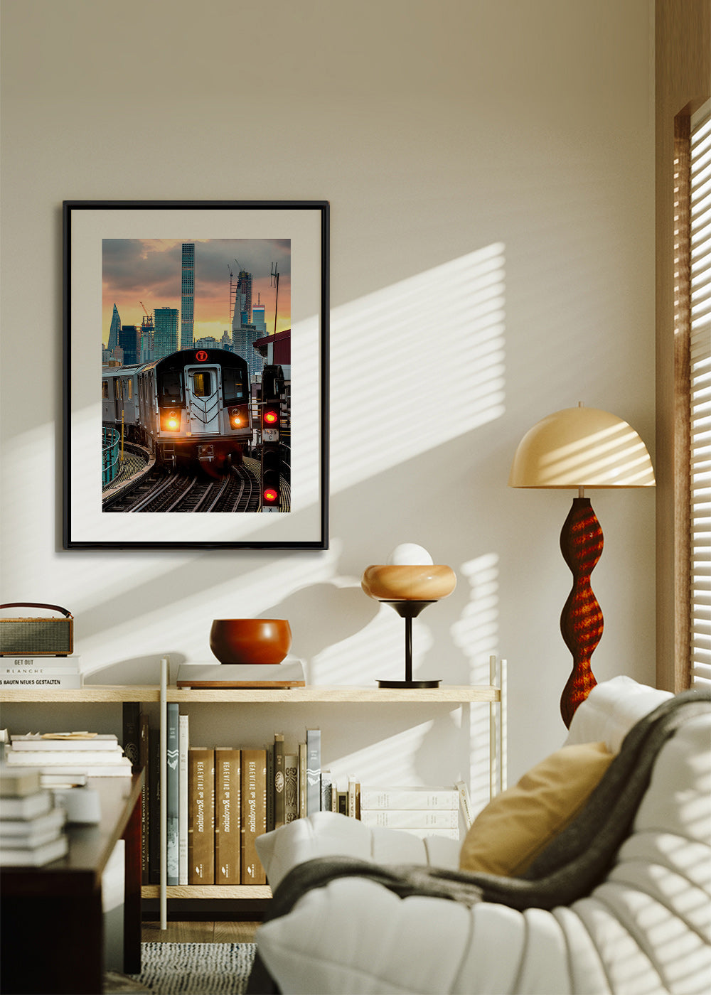 Reisposter: Metro 7 bij zonsondergang – Canvas1