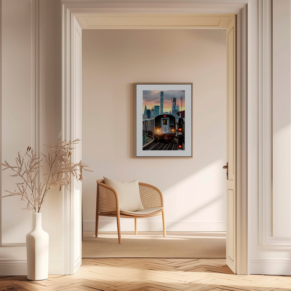 Reisposter: Metro 7 bij zonsondergang – Canvas2