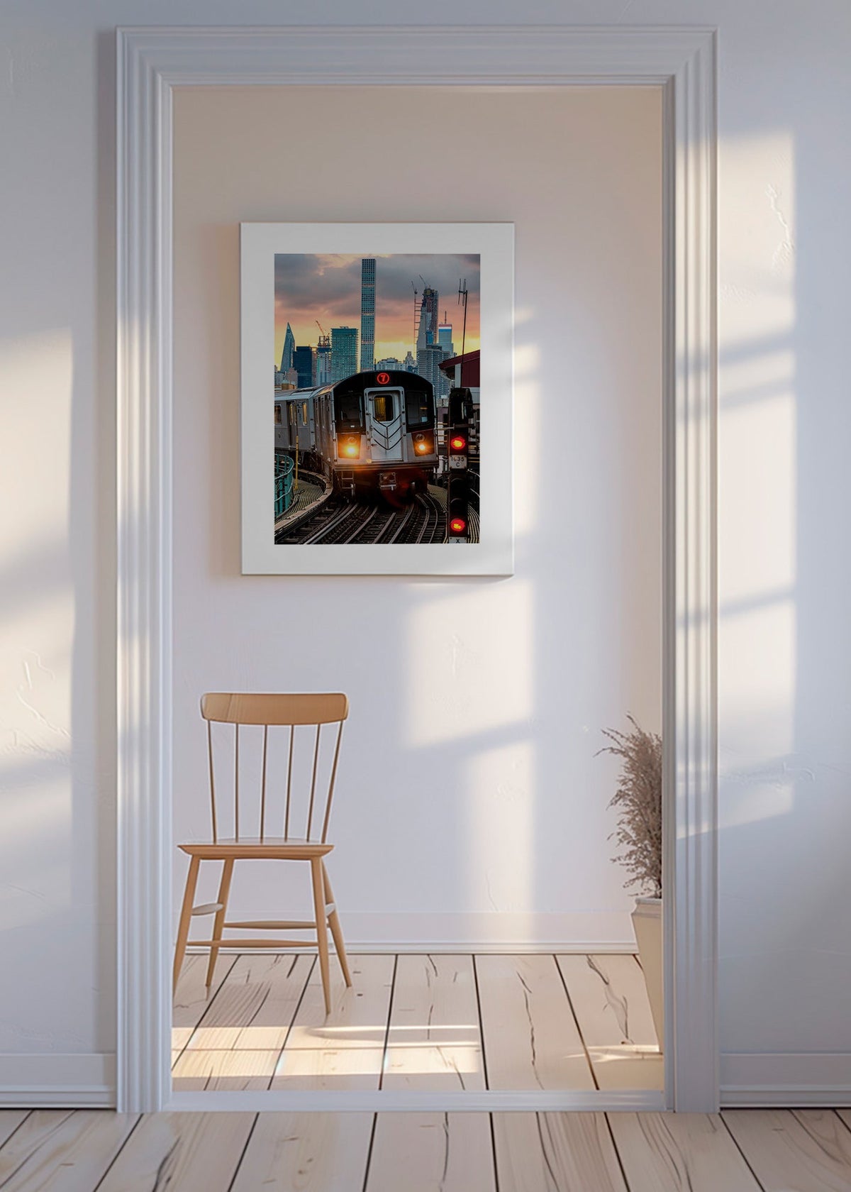 Reisposter: Metro 7 bij zonsondergang – Canvas