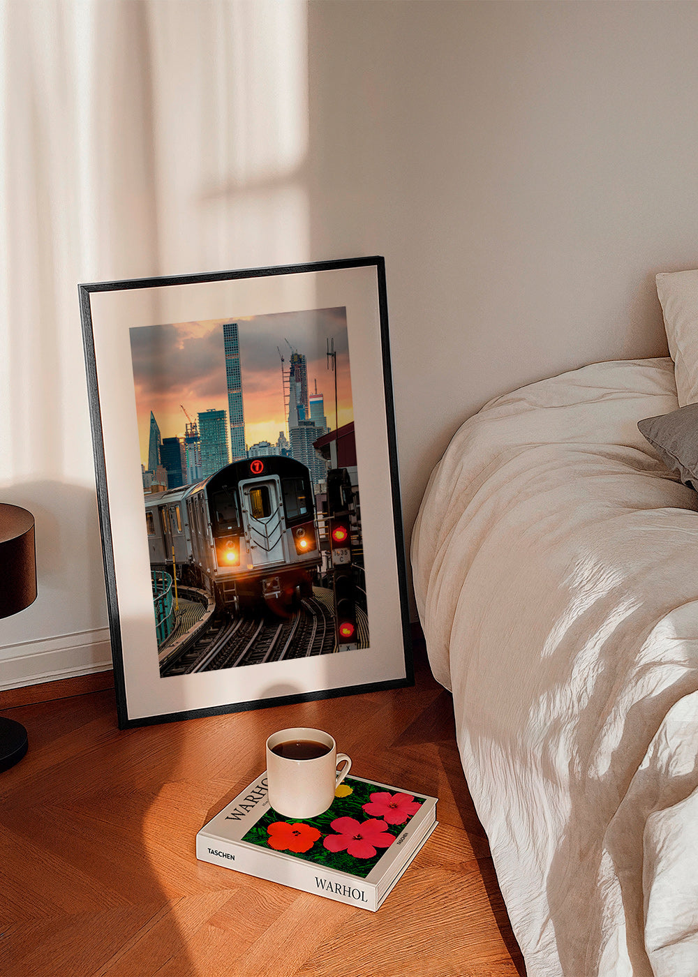 Reisposter: Metro 7 bij zonsondergang – Product1