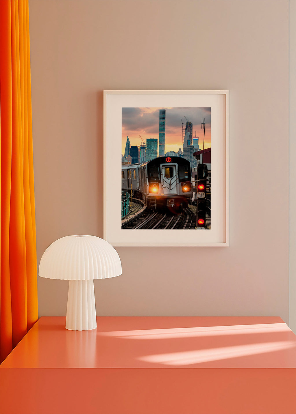 Reisposter: Metro 7 bij zonsondergang – Product3