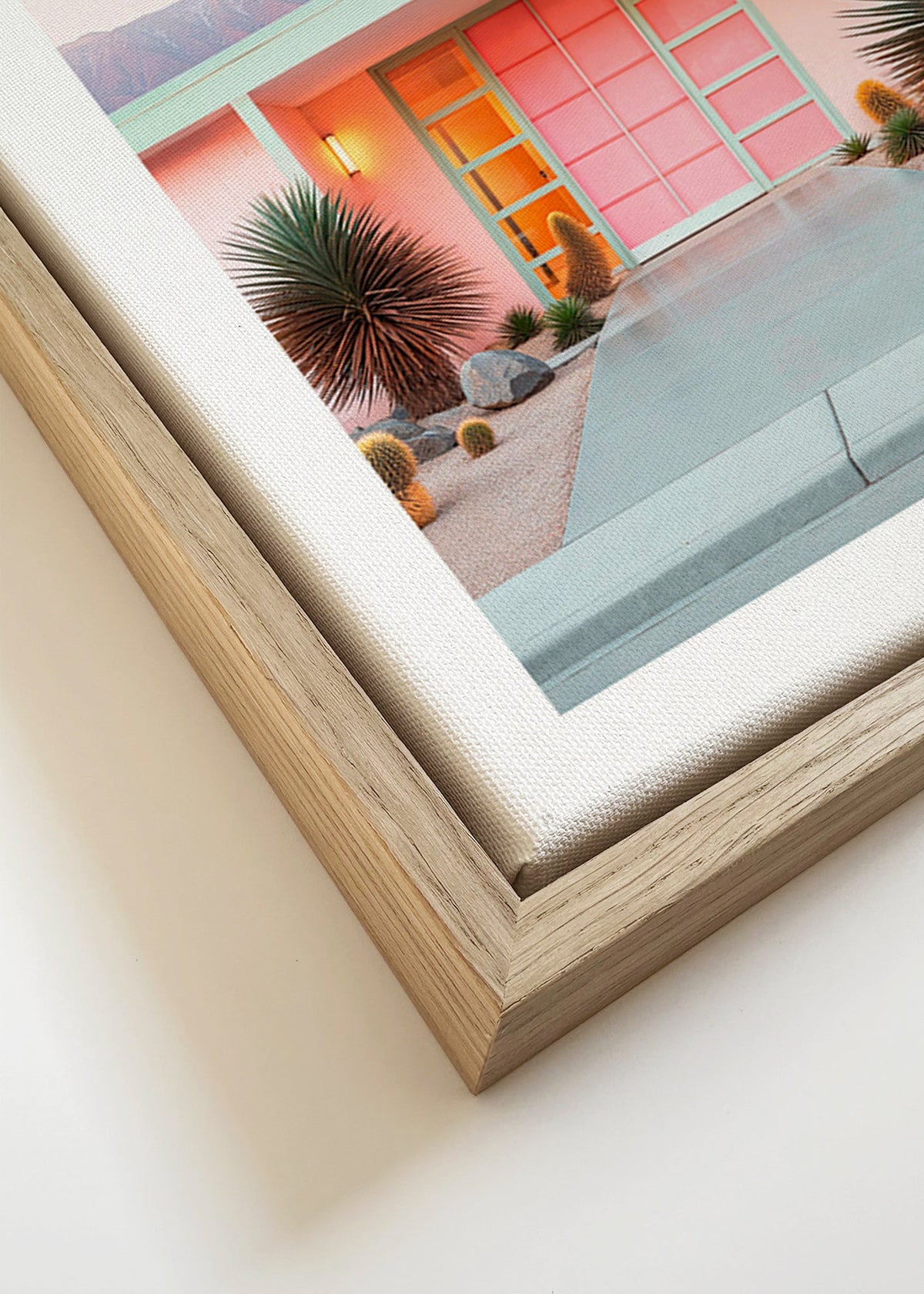 Botanische poster Palm Springs roze – Canvas detail