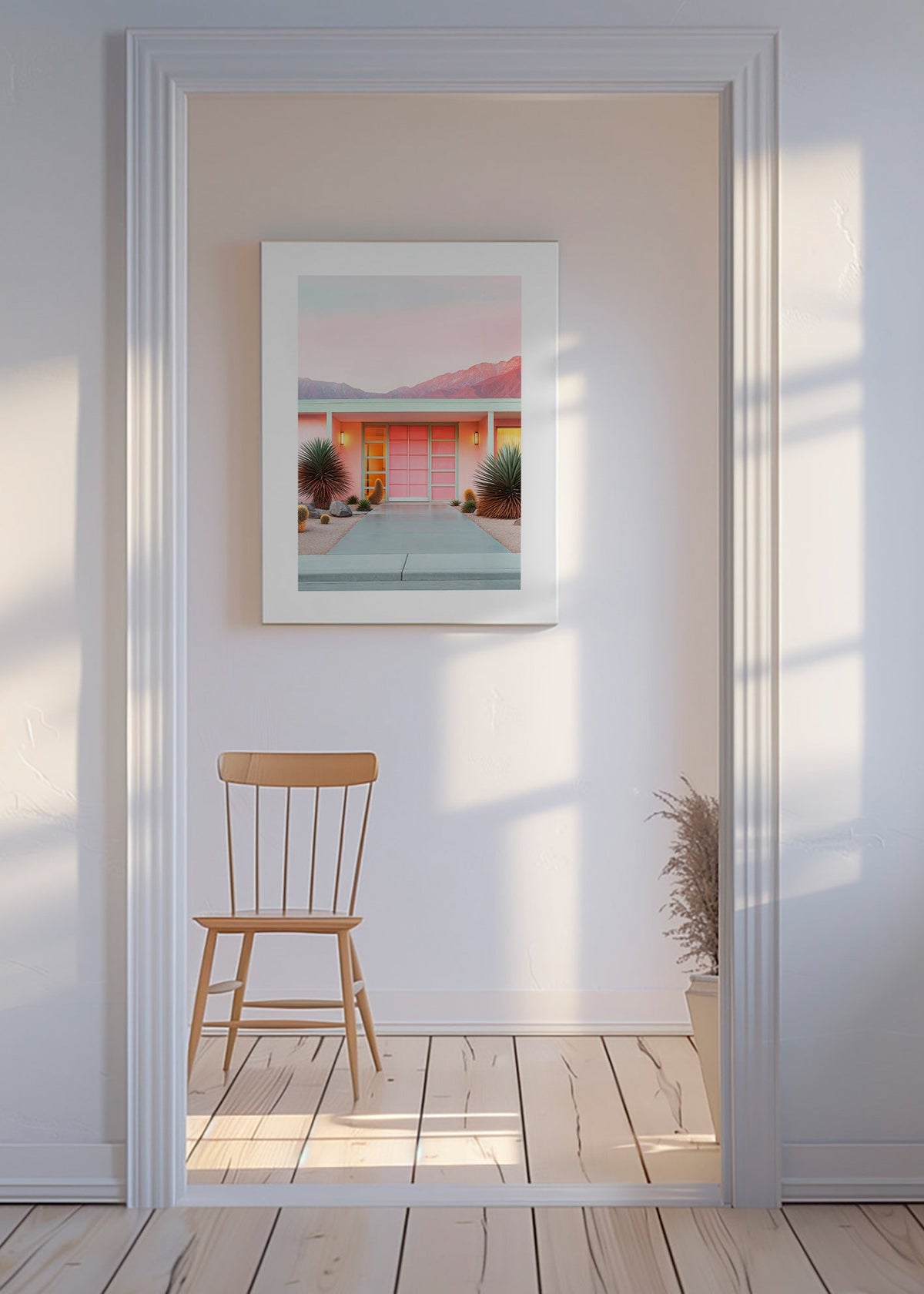 Botanische poster Palm Springs roze – Canvas