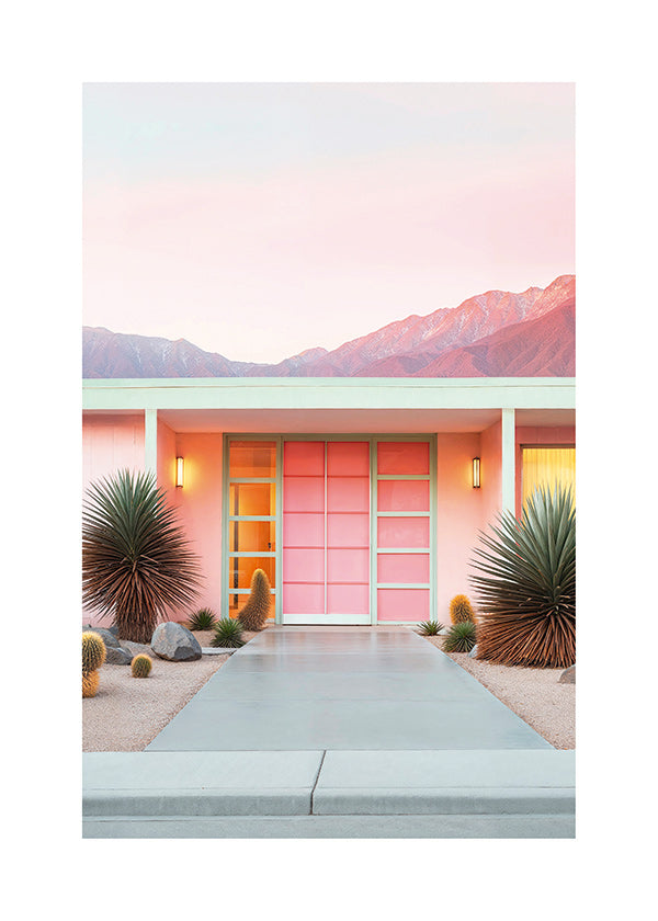 Botanische poster Palm Springs roze