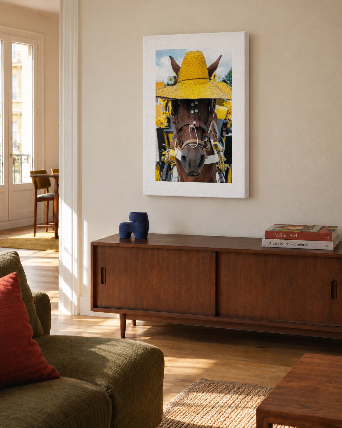 Horse Izamal Yellow City - Unframed canvas in an interior