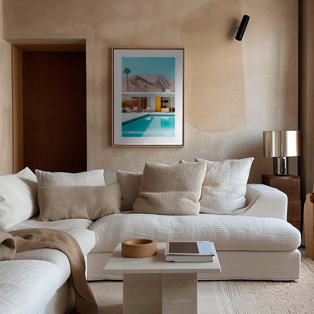 Landschap met zwembad en palmbomen – Canvas1