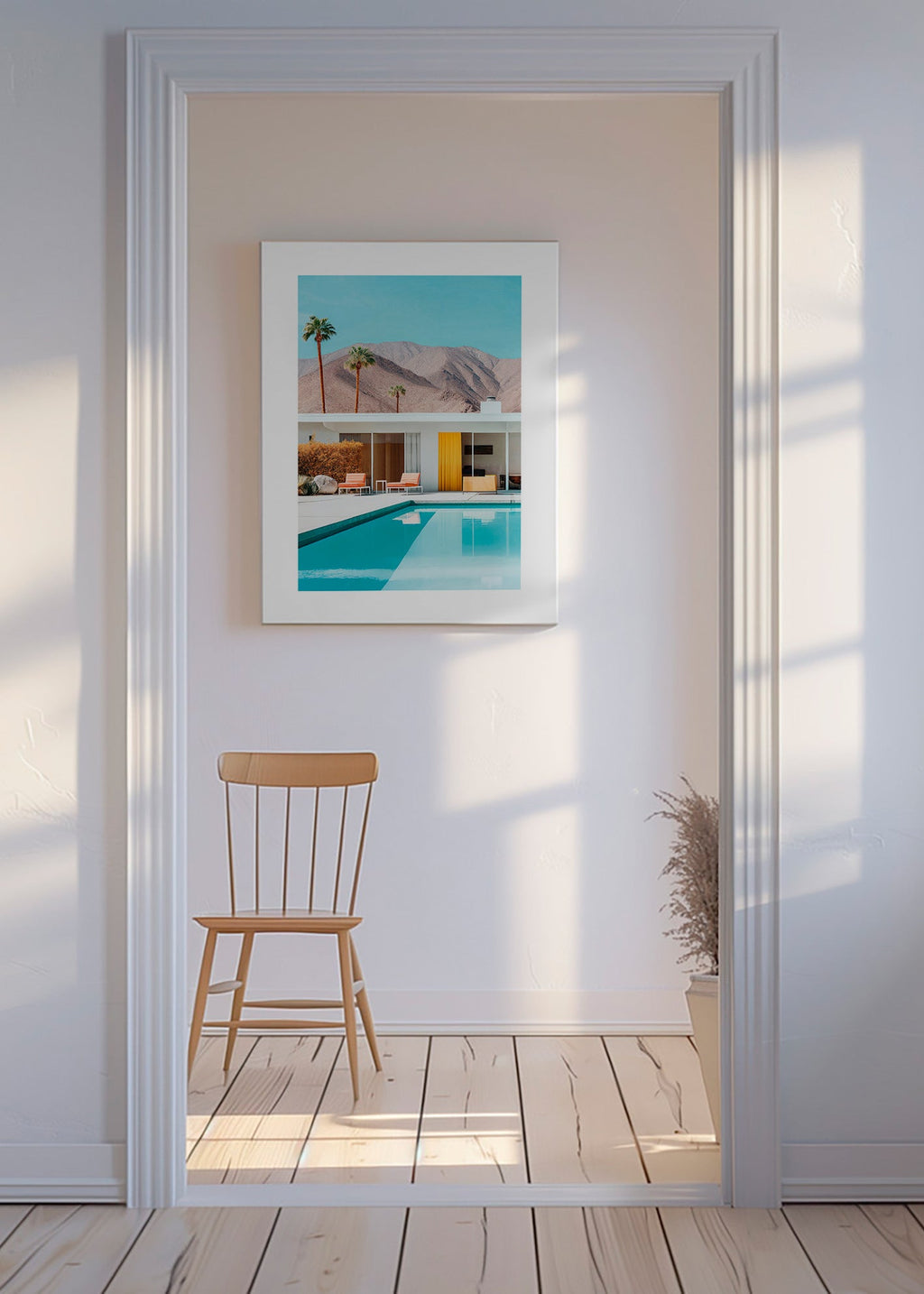 Landschap met zwembad en palmbomen – Canvas