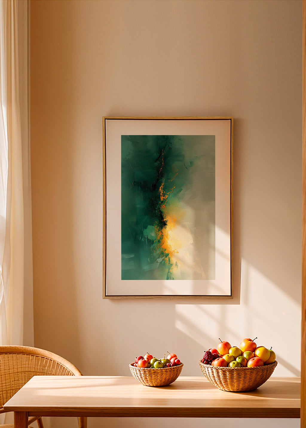Abstracte kunst groen en goud - Schemering – Canvas1