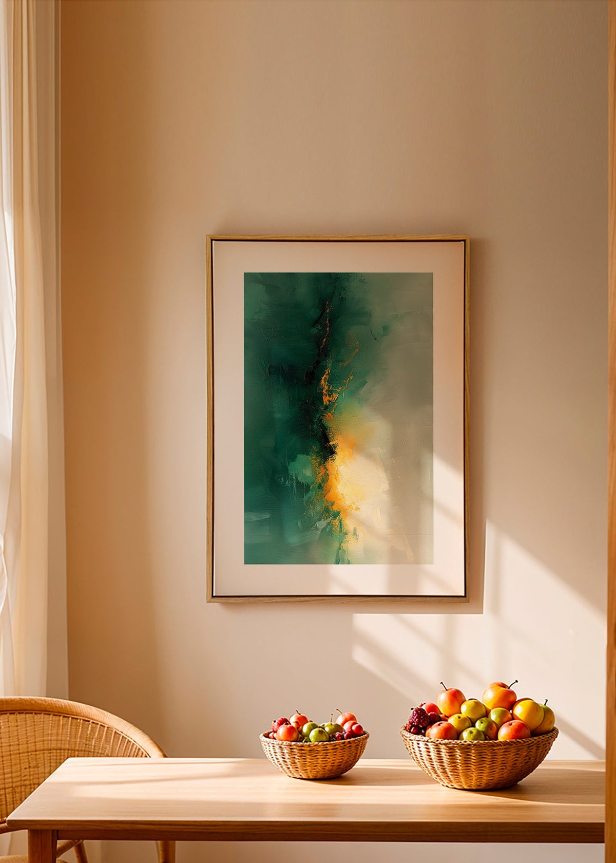 Abstracte kunst groen en goud - Schemering – Canvas1