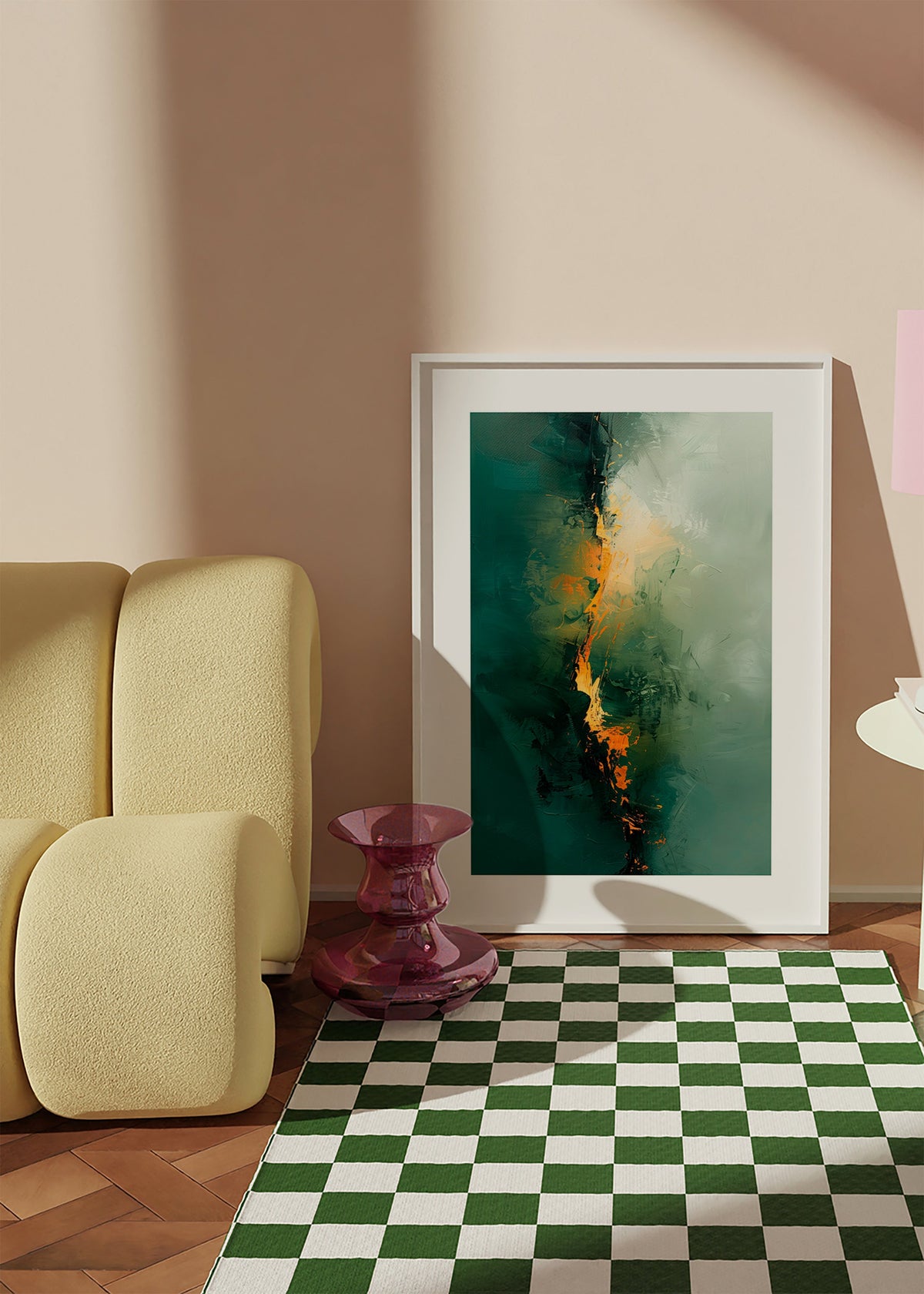 Abstract kunstwerk met verticale groene strepen – Product1