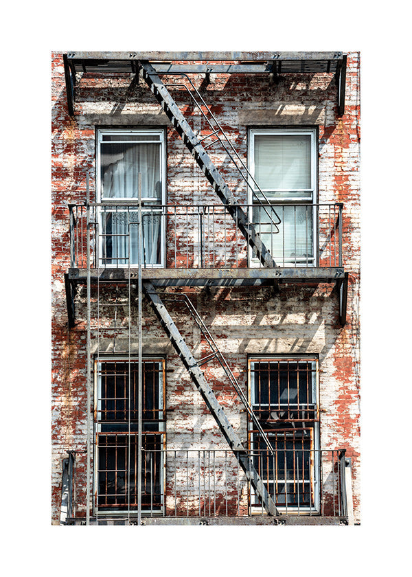 Stadsfoto van gevel met brandtrap