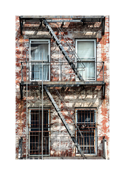 Stadsfoto van gevel met brandtrap