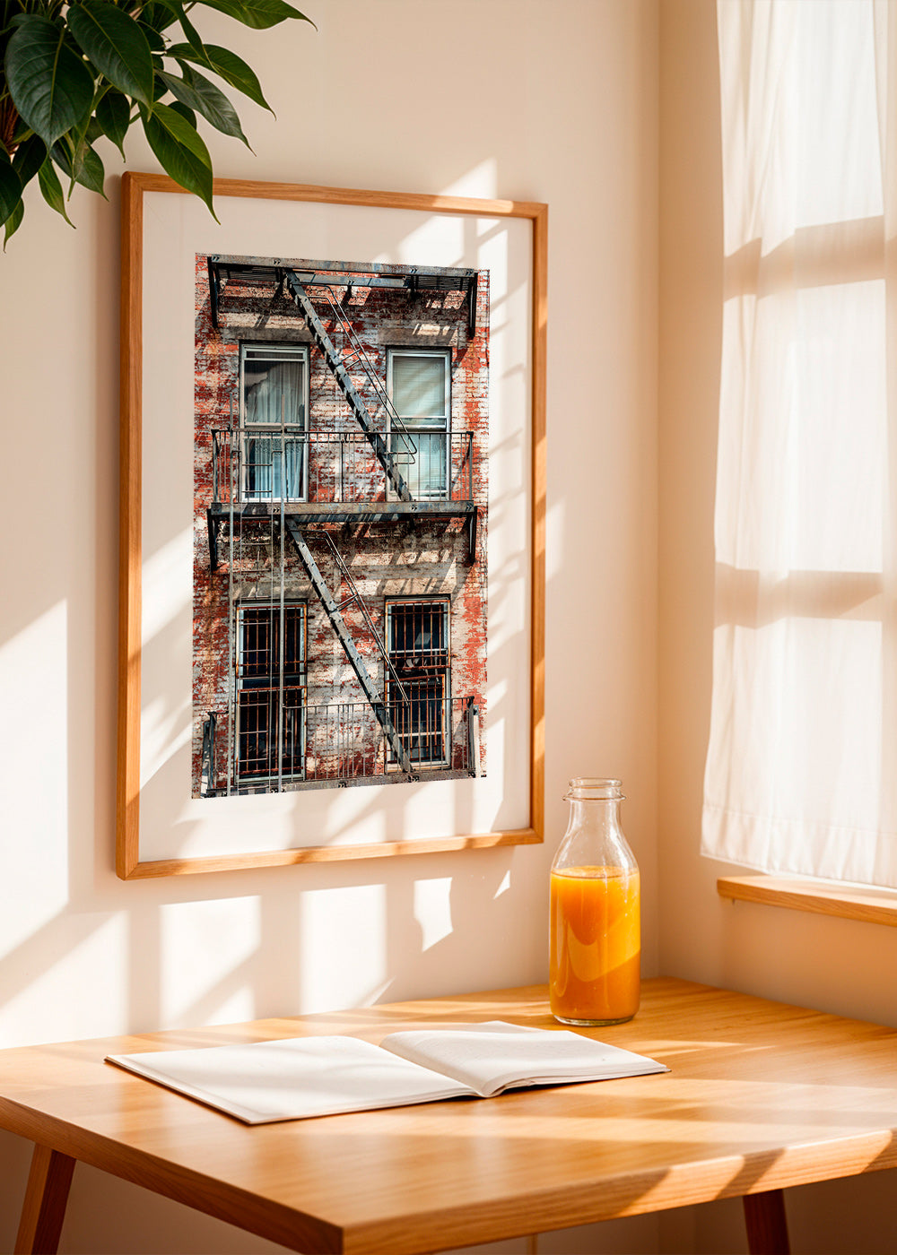 Stadsfoto van gevel met brandtrap – Product1