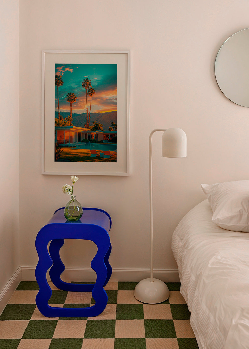 Landschap kunst: palmbomen bij zonsondergang en zwembad – Product2