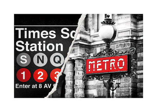 Reisposter met rood Metro-bord
