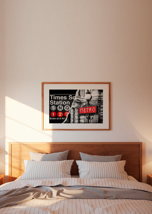 Reisposter met rood Metro-bord – Product1