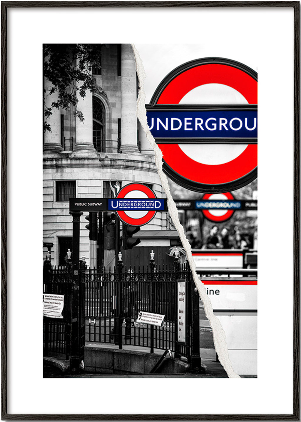 Stadskunst met Underground-bord uit Londen – Black Frame