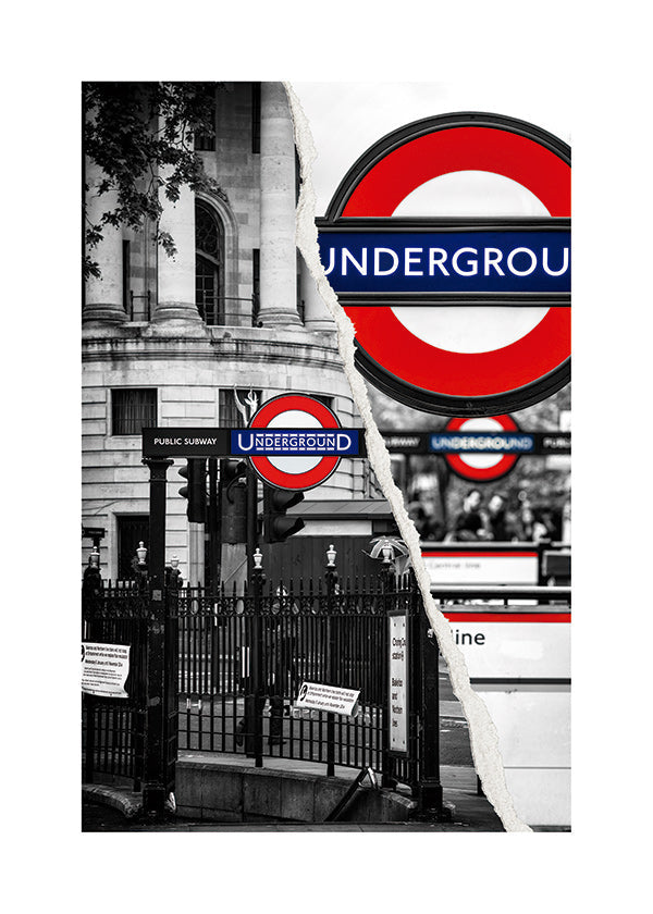 Stadskunst met Underground-bord uit Londen